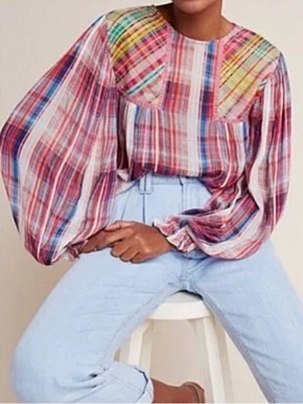 Anthropologie Multi-color Long-Sleeve Blouse by Bl_nk